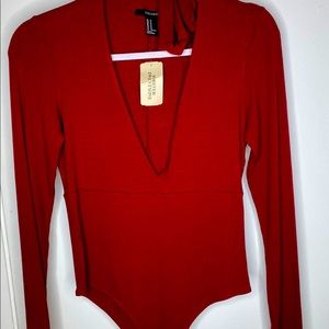 Red forever 21 bodysuit